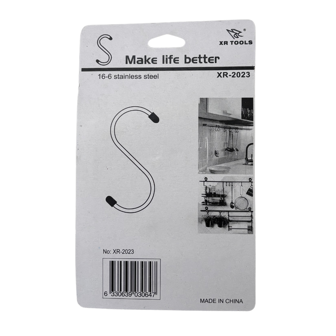 Stainless Steel S-Hooks – Heavy-Duty Hanging Hooks - 5 Pack - 10kg