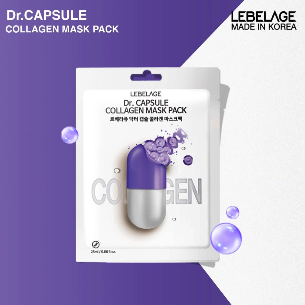Pack de masques au collagène Lebelage Dr. Capsule - 25 ml (paquet de 10)