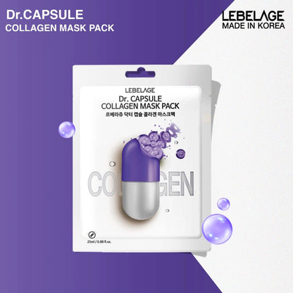 Pack de masques au collagène Lebelage Dr. Capsule - 25 ml (paquet de 10)