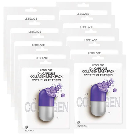 Pack de masques au collagène Lebelage Dr. Capsule - 25 ml (paquet de 10)