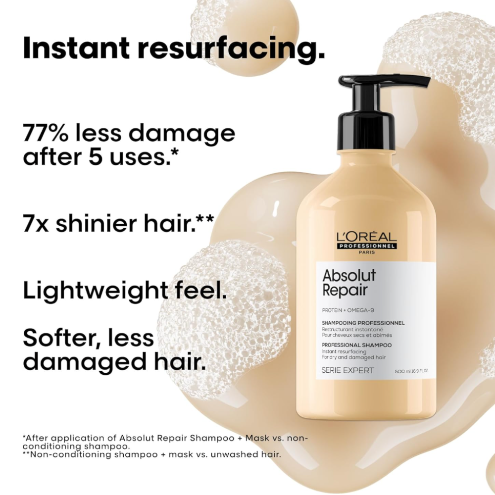 L'Oréal Professionnel Serie Expert Absolut Repair Shampooing – Quinoa Or + Protéine (500 ml)