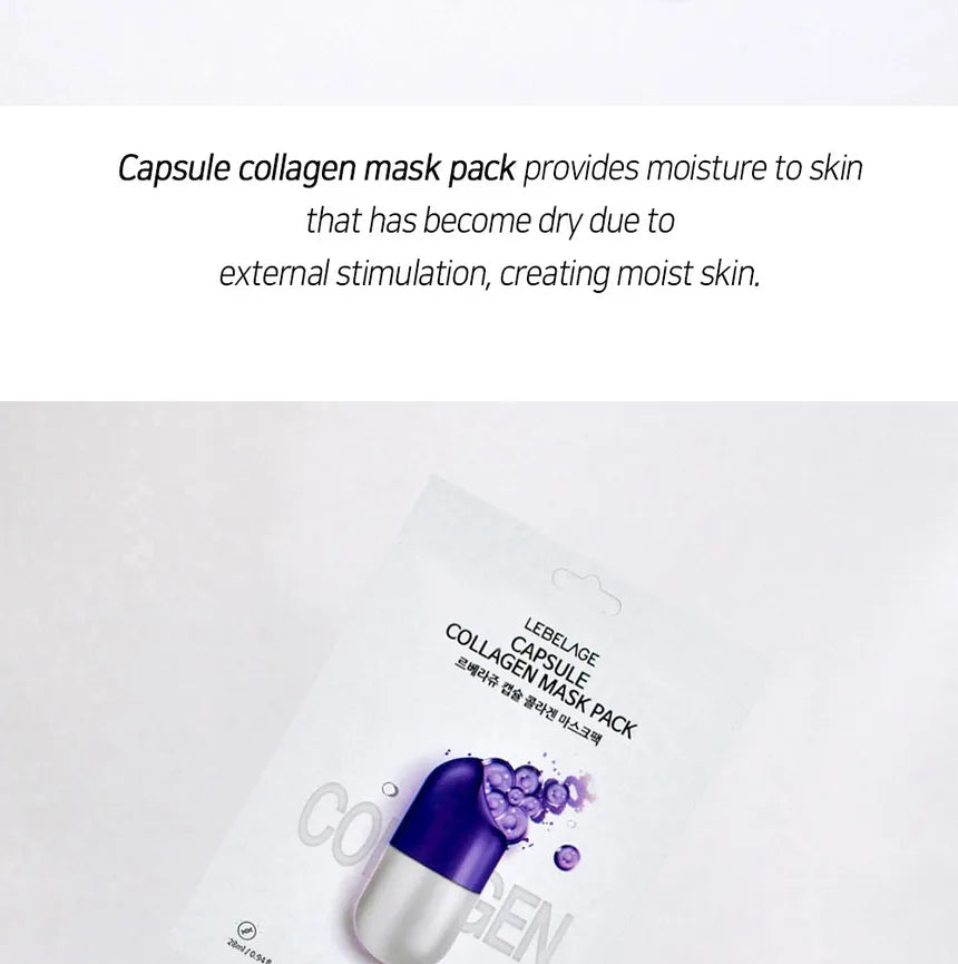 Pack de masques au collagène Lebelage Dr. Capsule - 25 ml (paquet de 10)