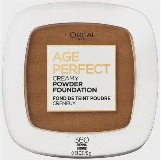 Fond de teint en poudre crémeuse Age Perfect de L'Oréal – 360 Sienna (0,31 oz / 9 g)