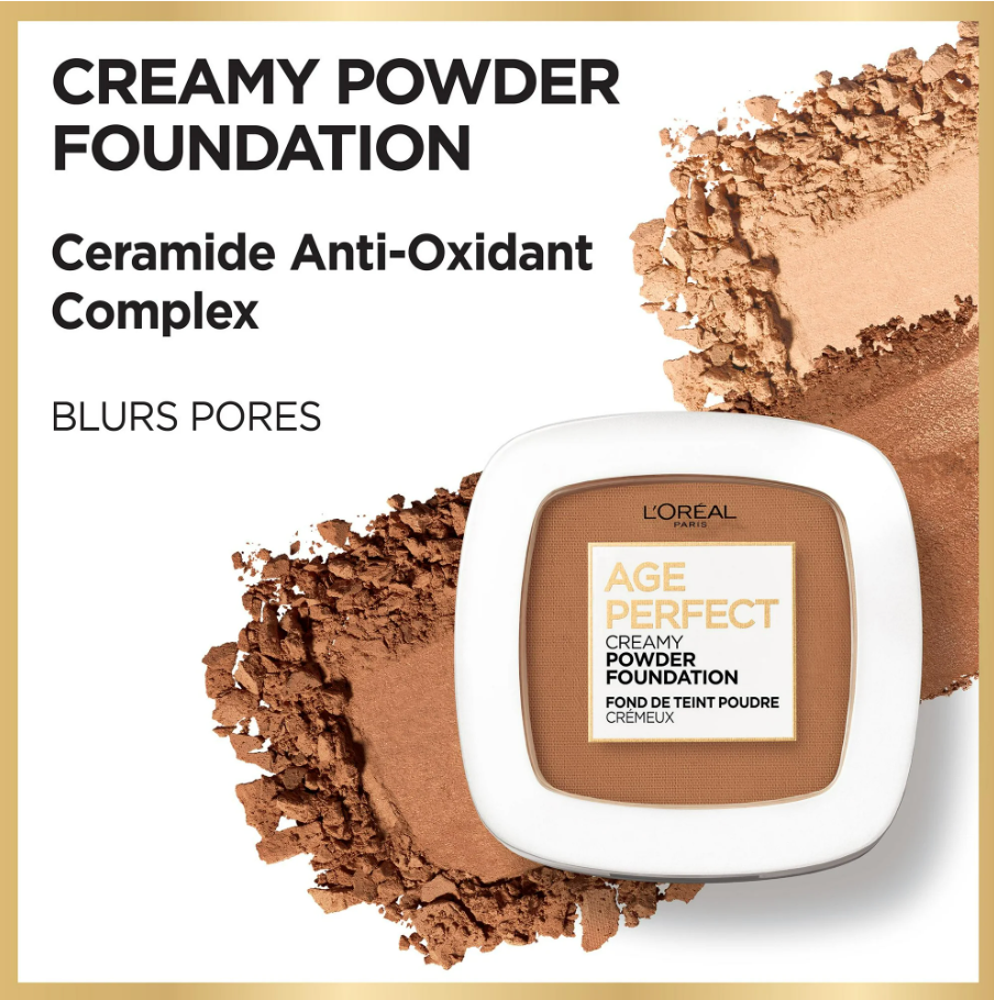 Fond de teint en poudre crémeuse Age Perfect de L'Oréal – 360 Sienna (0,31 oz / 9 g)